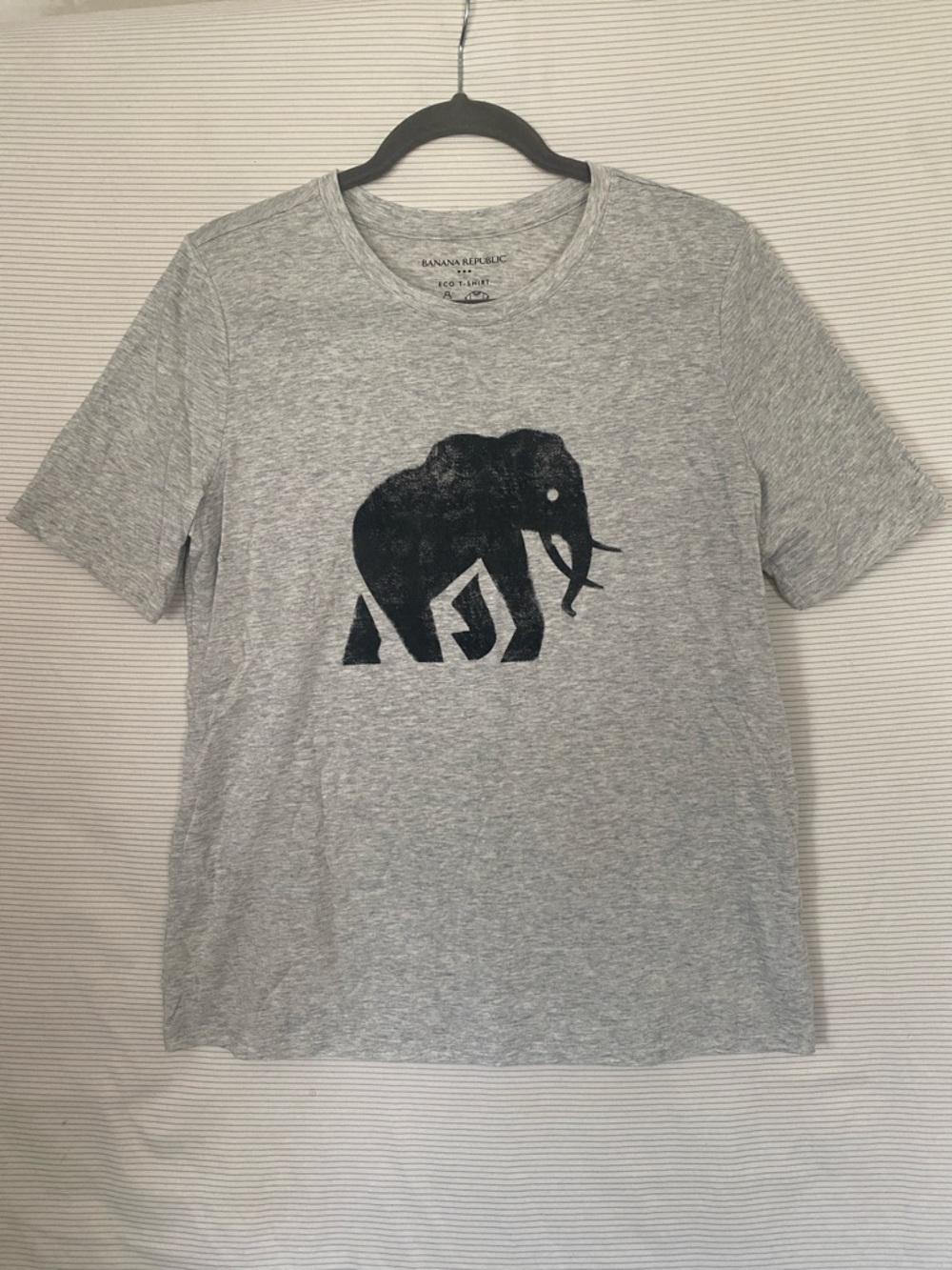 Banana Republic Heather Gray Tee with Black Elephant Graphic
